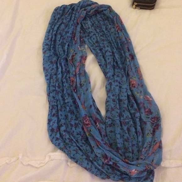 Blue floral infinity scarf
