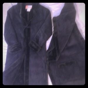 Long Suede Fur Coat & Matching Stole