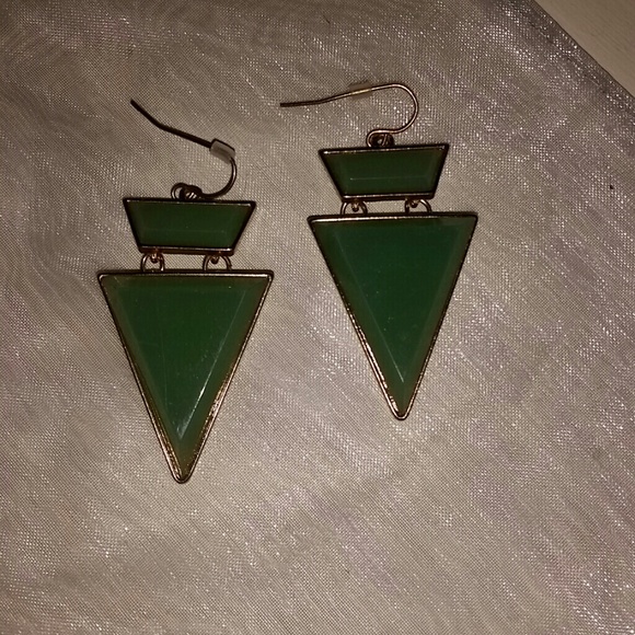 Green Triangle Earrings
