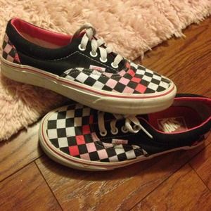 Checkered pink vans
