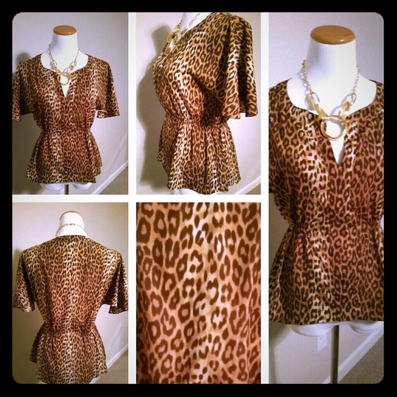 BCBG leopard print top
