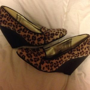Bakers leopard print wedge shoe