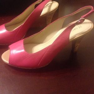 Pink sling back peep toe pumps by Naturalizer