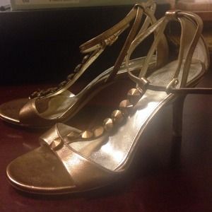 Gold strapy heels