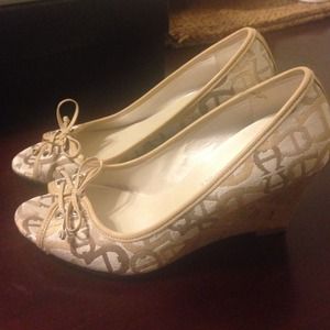 Wedge peep toe heels