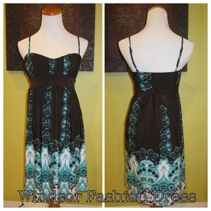 /Windsor Fashion/ Brown and Turquoise Dress