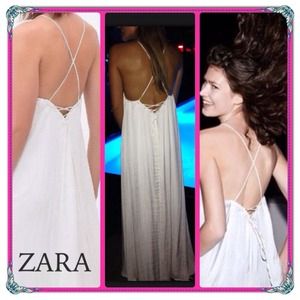 Long white ZARA backless dress NWOT