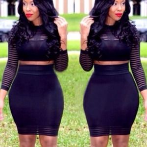 Black two piece bodycon dress