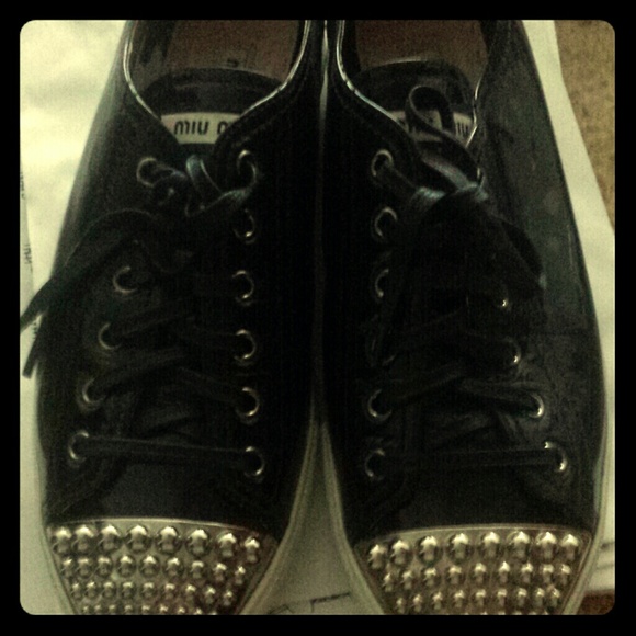 Miu Miu Shoes - MIU MIU  studded patent sneakers size39