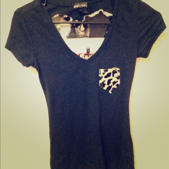 Black w/ Cheetah short sleeve shirt.