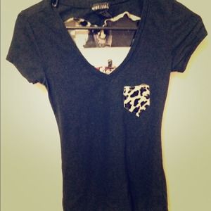 Black w/ Cheetah short sleeve shirt.