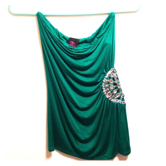 Emerald green strapless top