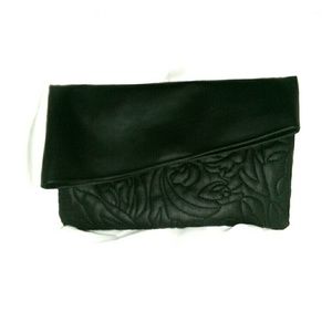 Asymmetrical clutch w/ zip pocket & phone sleeve