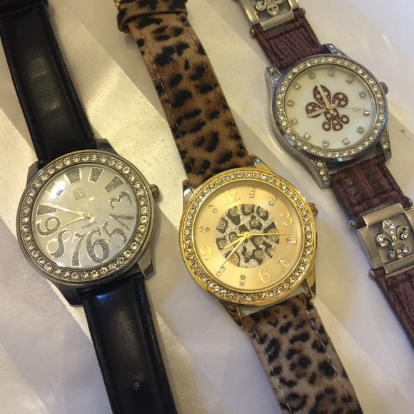 Diamond Glitz Watch bundle! Leopard, fleur & black - Picture 2 of 4