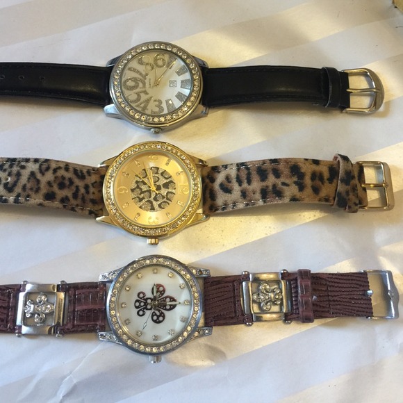 Diamond Glitz Watch bundle! Leopard, fleur & black - Picture 3 of 4