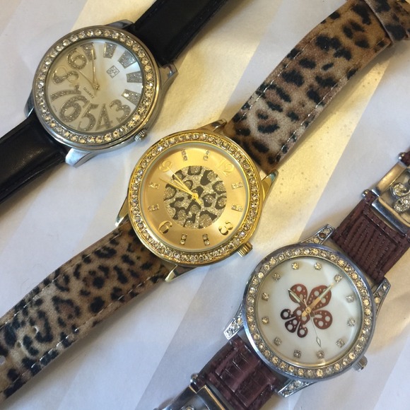 Diamond Glitz Watch bundle! Leopard, fleur & black - Picture 4 of 4