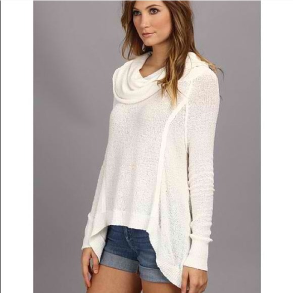 💜bundled Free People Ivory Cowl Neck sweater - Picture 2 of 3