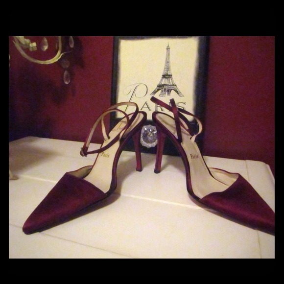 Christian Louboutin Shoes - SOLD CHRISTIAN LOUBOUTIN Satin Burgundy Red Heel