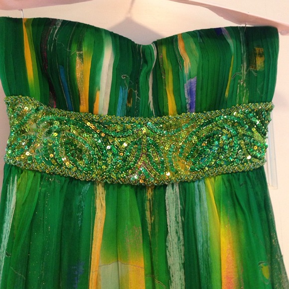 Green sparkled gown