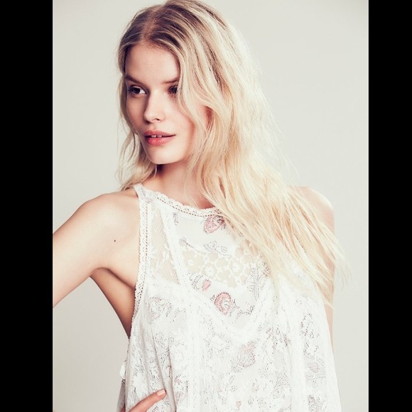 💜bundled Free People printed lace tank ivory - Picture 3 of 4
