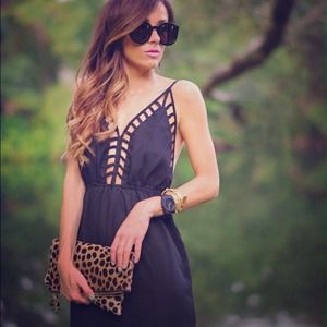 Black Low Back Caged Maxi Dress
