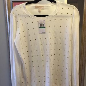 SALE - Michael Kors White Sweater w/gold details L