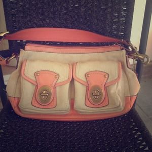 Coach handbag with coral accents