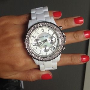 Michael Kors white acrylic and crystal watch
