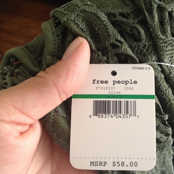 Olive Green Free People Fringe Crop Tank - Picture 4 of 4