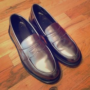 Dr. Martens pewter patent leather penny loafer 41