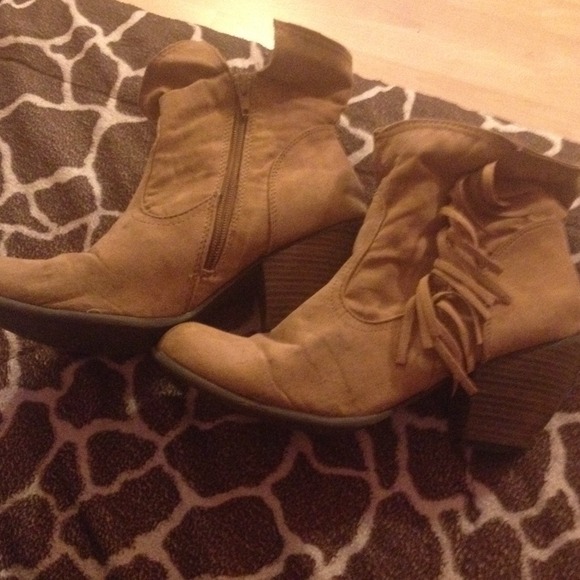 Brown fringe boots