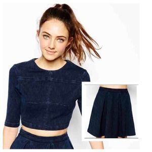 *Bundled* ASOS Denim Crop Top & Matching Skirt