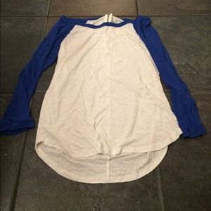 White &Blue sleeved Baseball tshirt American eagle