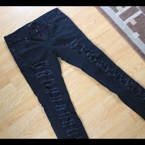 Black Distressed ultra skinny jeans