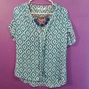 Blue Tribal Print Blouse