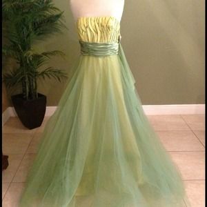 green and yellow dress