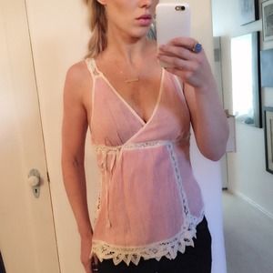 Free people pink/white stripe tank