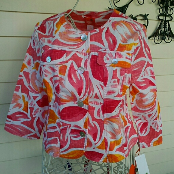 Hearts of Palm Jackets & Blazers - NWT Colorful twill rose jacket