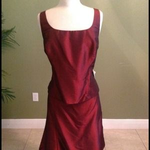 Three piece burgundy suit