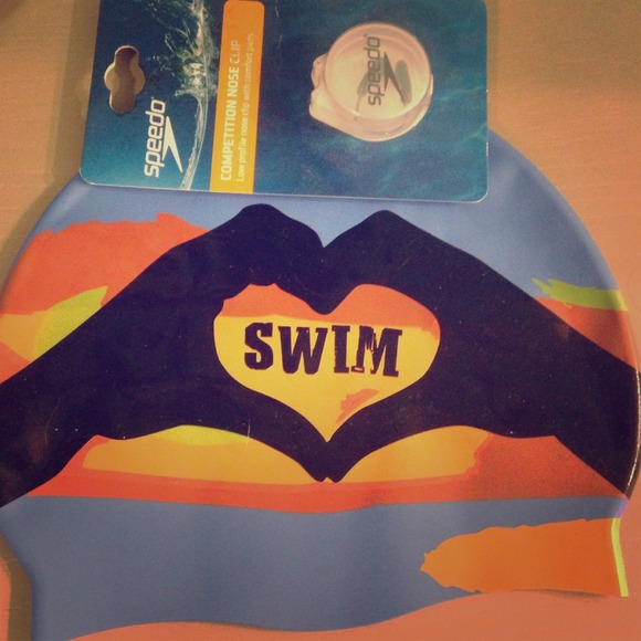 Swim Cap (unused) and nose clip