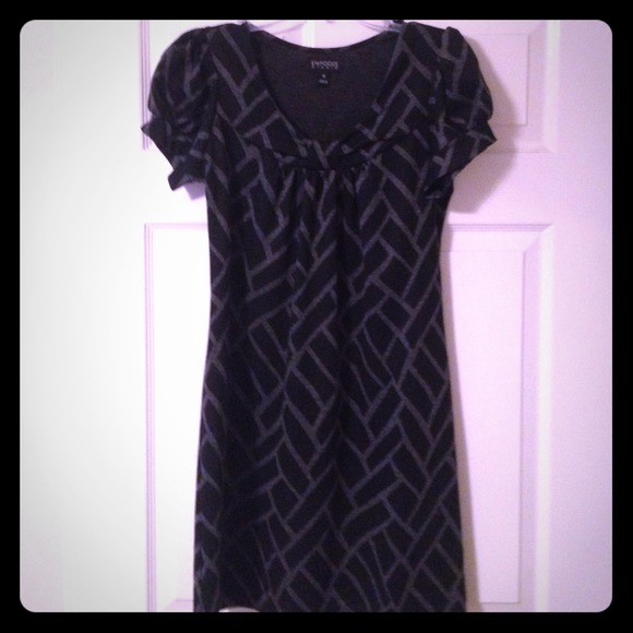 Black dress with grey pattern