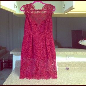 Red lace dress.