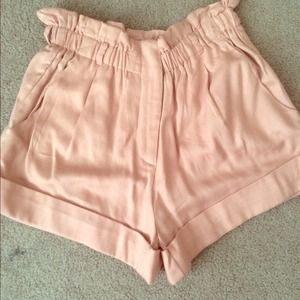 Pink soft fabric high waisted shorts