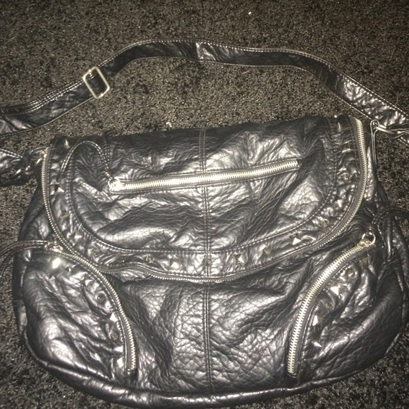 Faux leather studded over the shoulder purse