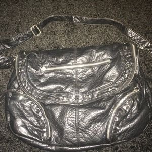 Faux leather studded over the shoulder purse