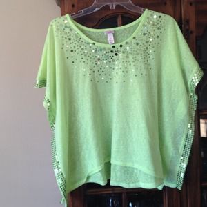 Greenish yellow top with sparkles.