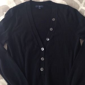 Black long sleeve henley style sweater