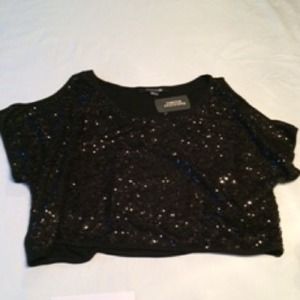 Forever 21 black sequin crop top-NWT