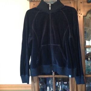 Black velour zip up long sleeve.