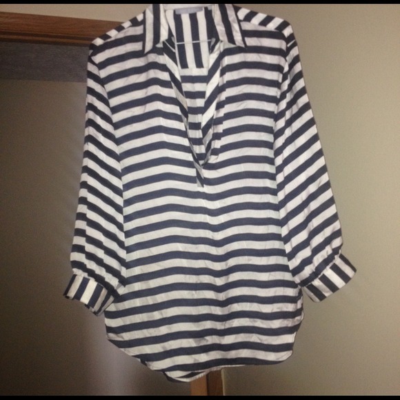 Black and white satin blouse